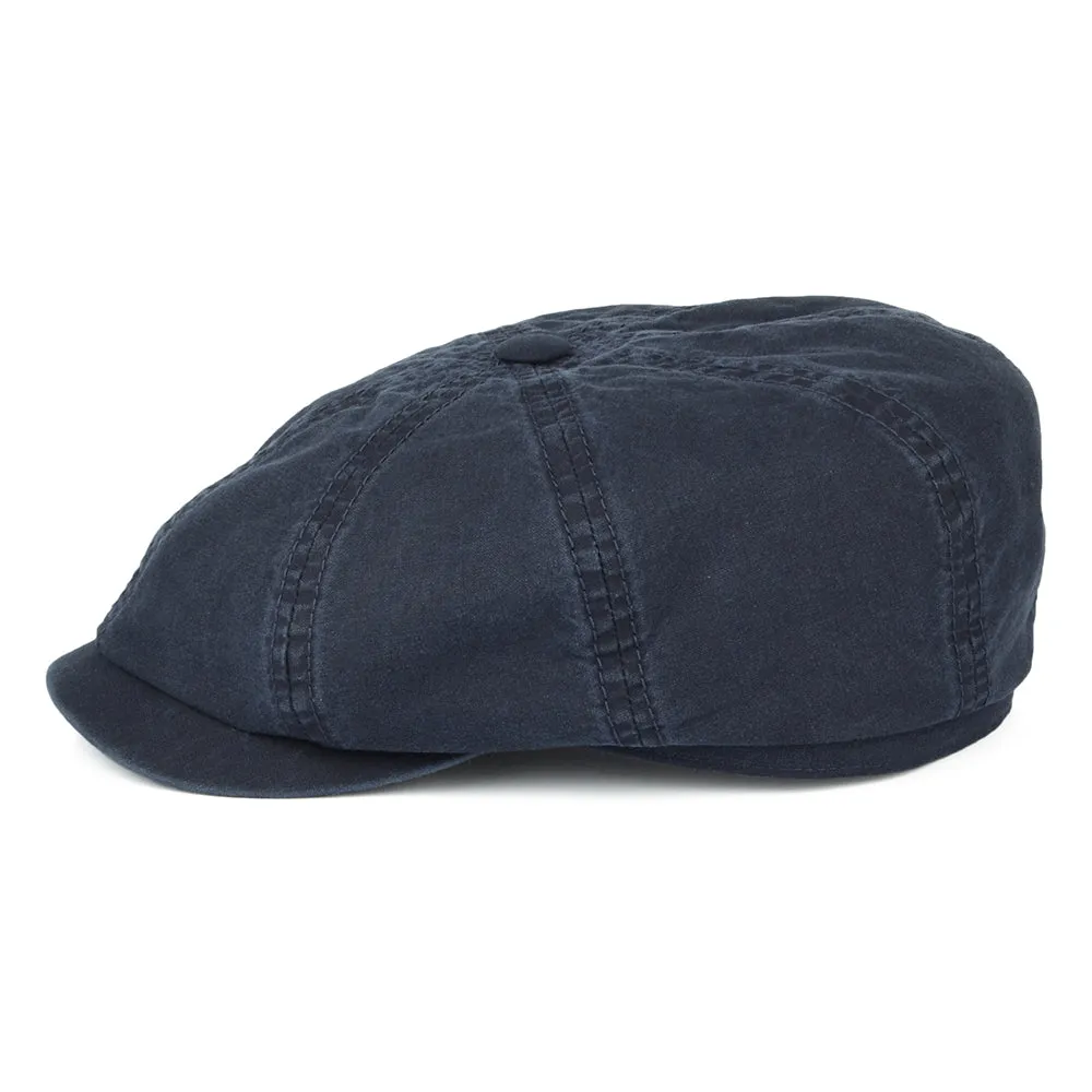 Stetson Hats Hatteras Washed Organic Cotton Newsboy Cap - Navy Blue