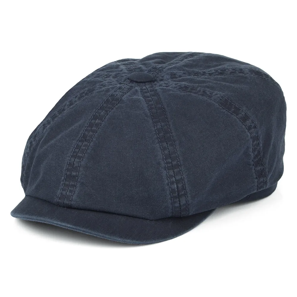 Stetson Hats Hatteras Washed Organic Cotton Newsboy Cap - Navy Blue