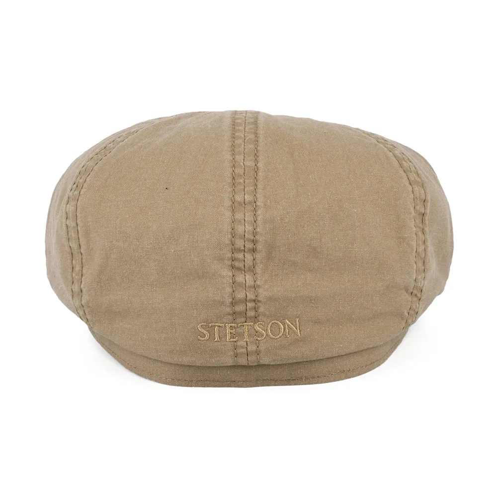 Stetson Hats Hatteras Washed Organic Cotton Newsboy Cap - Whisky