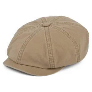 Stetson Hats Hatteras Washed Organic Cotton Newsboy Cap - Whisky