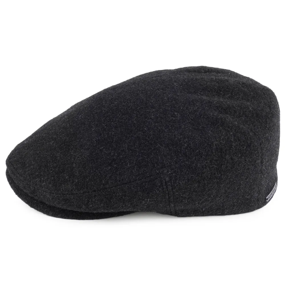 Stetson Hats Kent Wool-Cashmere Flat Cap With Earflaps - Charcoal