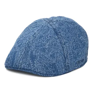 Stetson Hats Texas Paisley Denim Duckbill Flat Cap - Blue