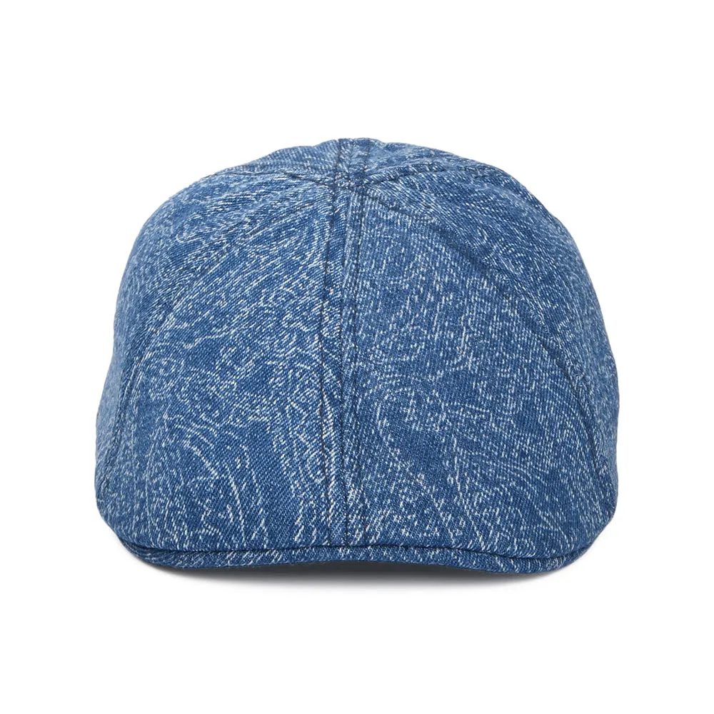 Stetson Hats Texas Paisley Denim Duckbill Flat Cap - Blue
