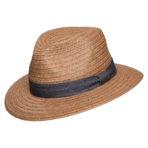 Stetson Hats Traveller Toyo Straw Fedora Hat - Light Brown-Blue