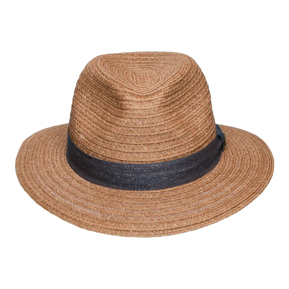 Stetson Hats Traveller Toyo Straw Fedora Hat - Light Brown-Blue