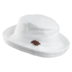 sur la tête Arbres Linen-Cotton Packable Bucket Hat - White