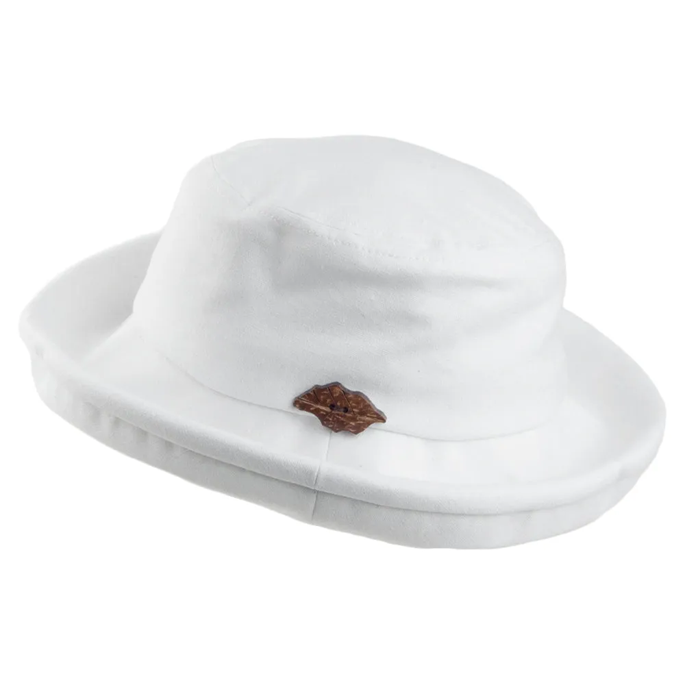 sur la tête Arbres Linen-Cotton Packable Bucket Hat - White