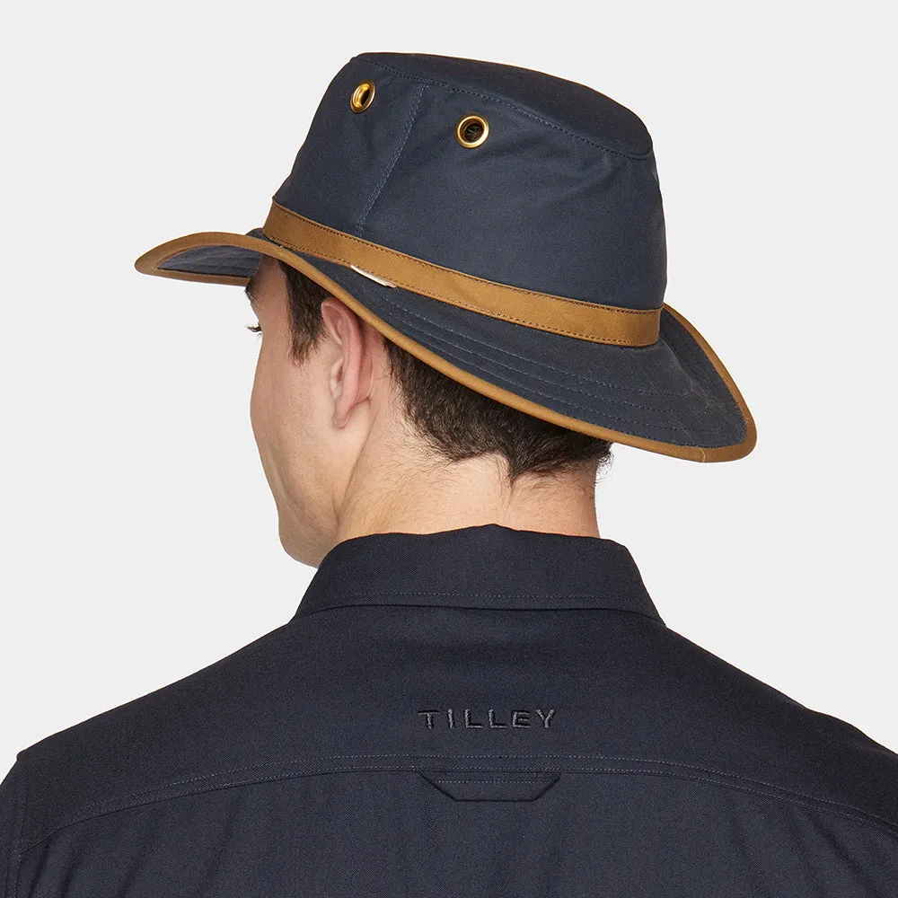 Tilley Hats TWC7 Waxed Cotton Outback Hat - Navy-Tan