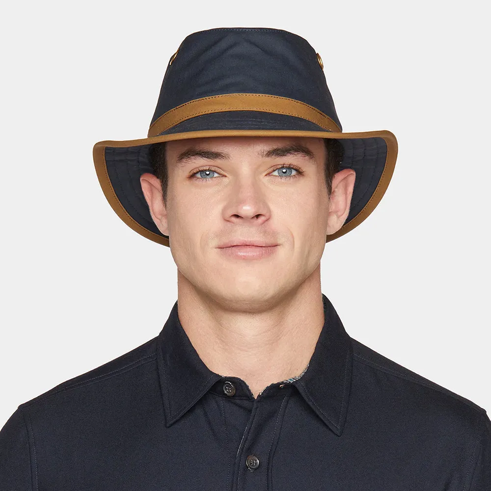 Tilley Hats TWC7 Waxed Cotton Outback Hat - Navy-Tan