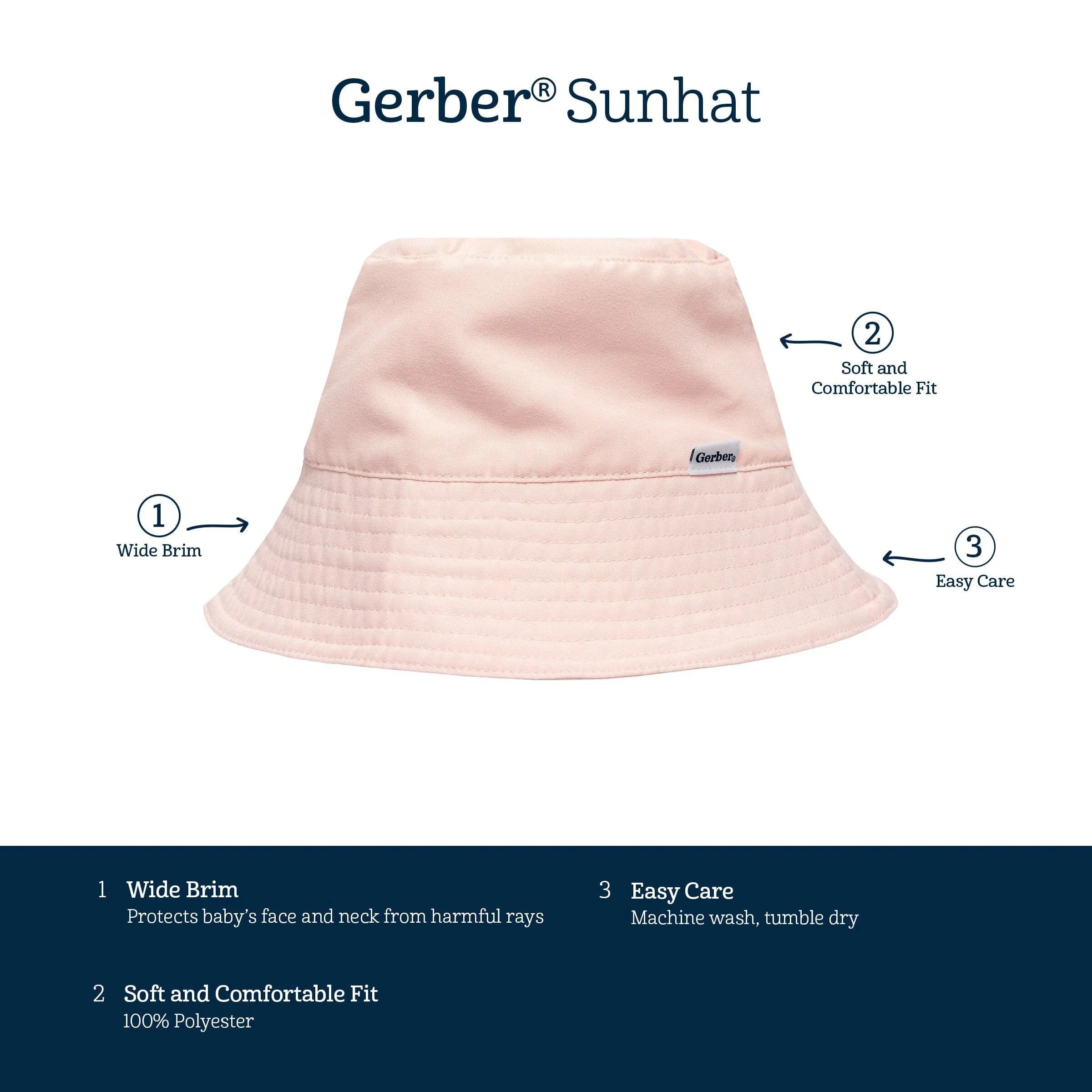 Toddler Neutral UPF 50  Blush Sun Hat Gerber Childrenswea